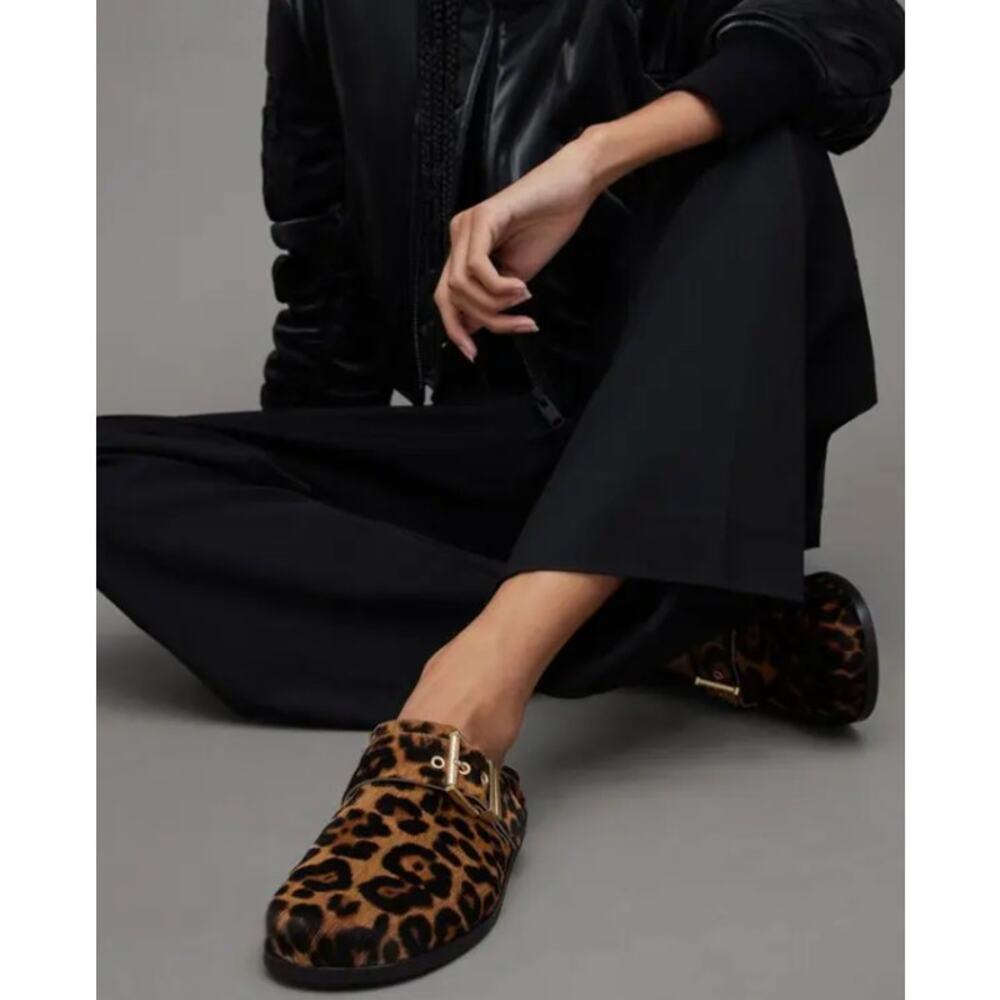 ALL SAINTS Venus Leopard Print Mule Slip On Shoes Sz 7 - Picture 8 of 8